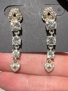 2 pairs of Gold-Tone Crystal Drop Earrings - Dangle Sparkle